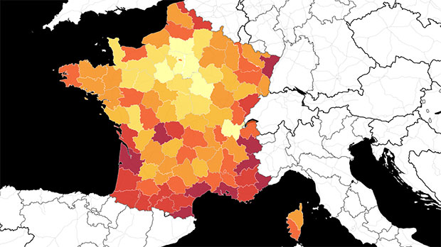 Carte de France densité médecins